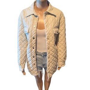 Forever 21 Quilted Cream Utility Jacket